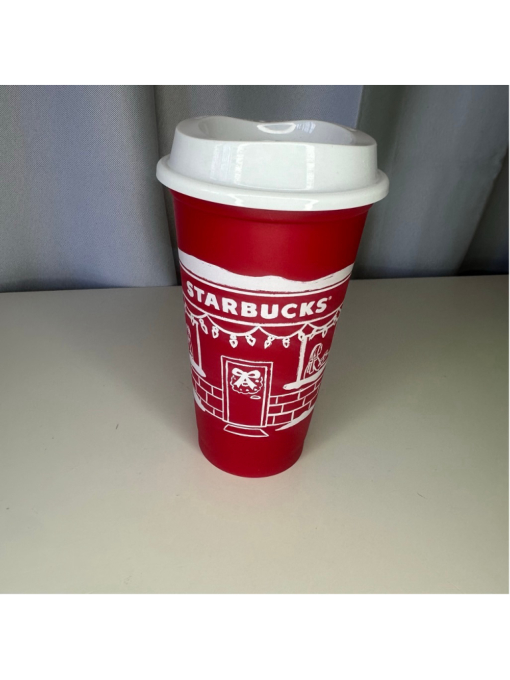 Starbucks Red & White Christmas Holiday Reusable Coffee Cup